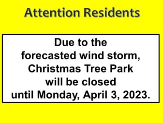 Close Park due to wind storm 3-31-23
