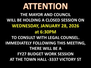 FY27 budget work sessions & closed session on 01-28-2026