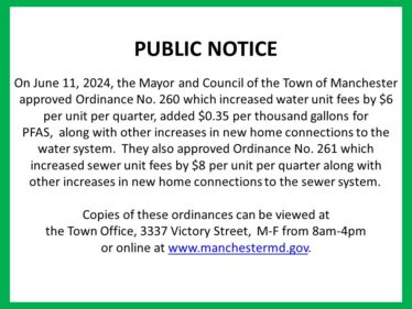 ORD 260 & 261 Water & Sewer rate increase approved