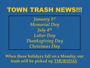 TRASH DELAYS FOR 2025